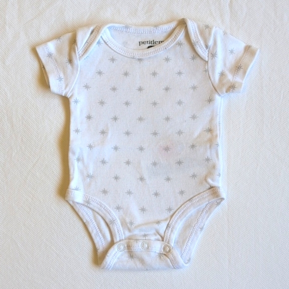 petit lem modern star white cotton short sleeve bodysuit newborn baby unisex - Picture 2 of 5